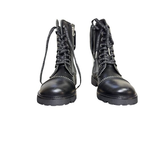 Zadig & Voltaire Leather Studded Joe Combat Boots Black New in Box - Picture 5 of 13